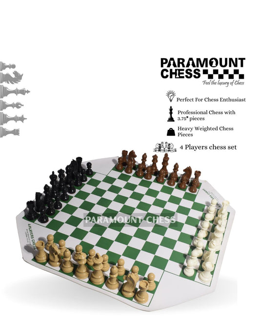♟️ 4-Player Super Weighted Chess Set – 24" x 24" Board | German Knight Design | 4 Colours 🎨