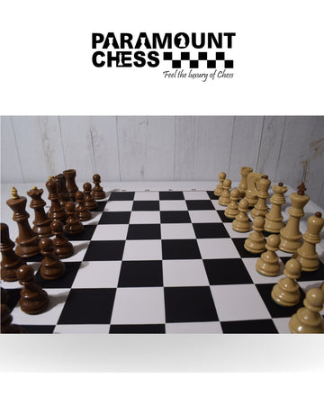 18” / 20” Black Chess Mat ♟️ | 3.75” Russian Style Super Weighted Plastic Pieces 🏆 | 2 Extra Queens ♛ | Complete Set with Chess Bag 🎒 & Mat Pouch