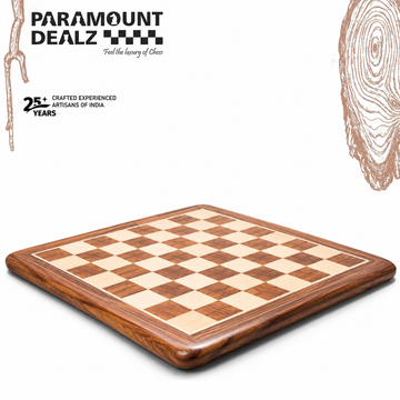 16-Inch Flat Chess Board – Sheesham & Maple Wood