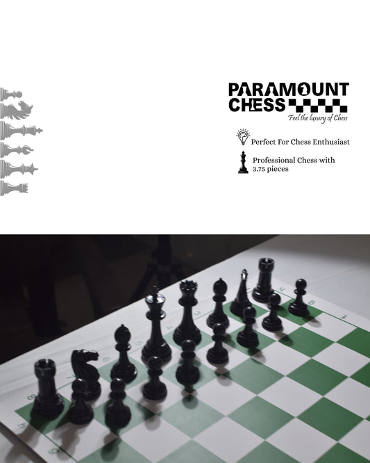 ♟️ Professional 20" Vinyl Chess Set with Staunton Pieces | 2 Extra Queens | Premium Chess Bag Included | Available in Green, Blue, Black & Brown Mats