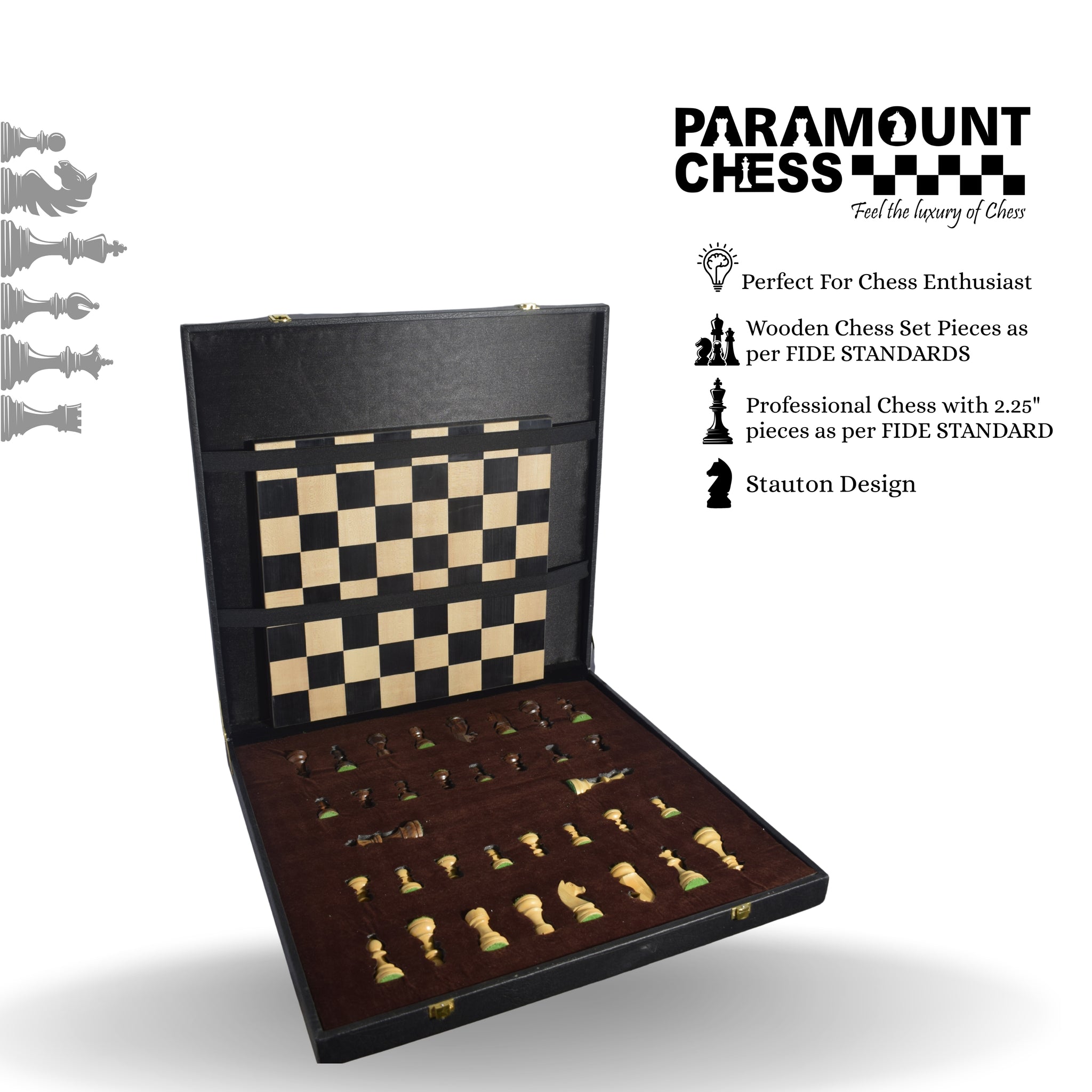 Borderless Series Wooden Chess Set with 3.75 inch chess pieces