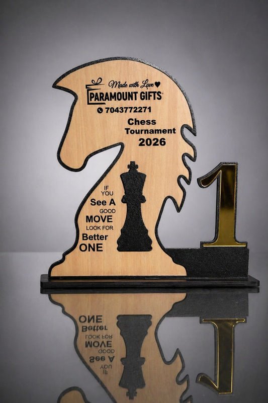♟️ Royal Knight Chess Tournament Trophy Set – Premium Wooden Finish (1st, 2nd & 3rd Place)