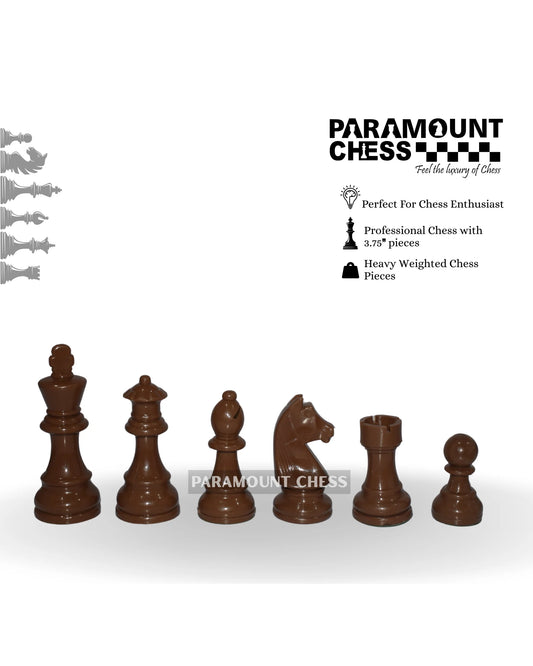Grand Master Edition Standard Vinyl Chess Pieces with 2 Extra Queens (Without Chess Mat)Yellow Brown pcs