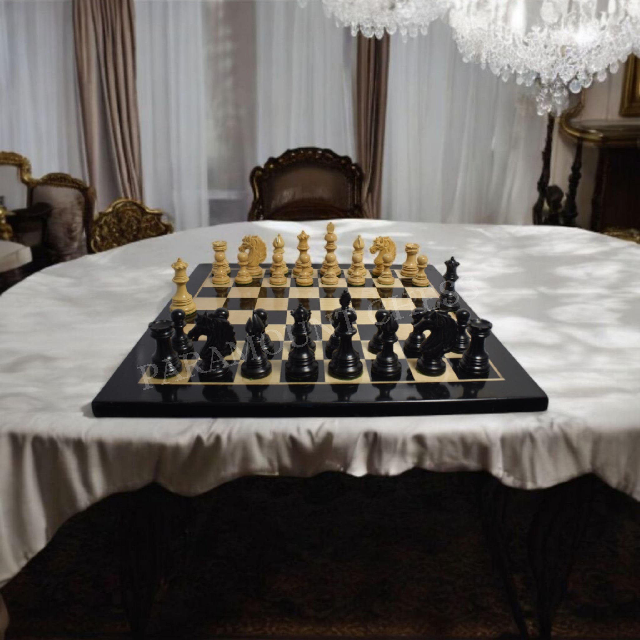 ♟️ 21” Luxury Ebony Wooden Chess Set with 4.25” Emperor Series Chess Pieces & Leatherette Box 🪵✨