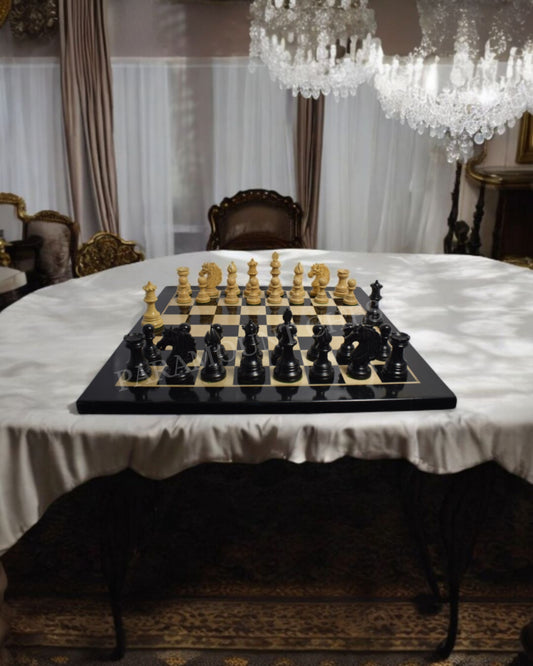 ♟️ 21” Luxury Ebony Wooden Chess Set with 4.25” Emperor Series Chess Pieces & Leatherette Box 🪵✨