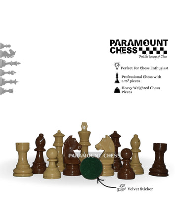 Grand Master Edition Standard Vinyl Chess Pieces with 2 Extra Queens (Without Chess Mat)Yellow Brown pcs
