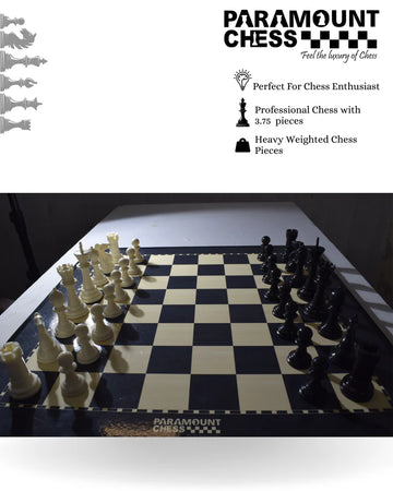 ♟️  19" Wooden Laminated Dotted Chess Board Set with 3.75" Plastic Chess Pieces & Velvet Pouch