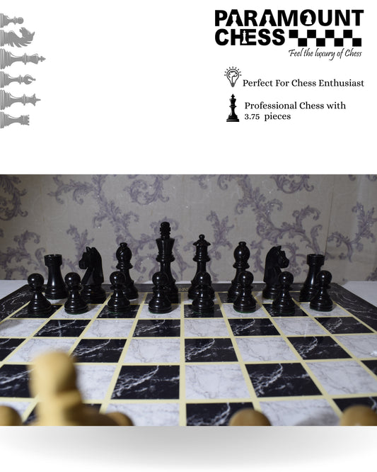 Wooden Laminated 19" Chess Board Game Set - Handcrafted with 3.75" Wooden Chess Pieces