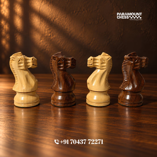C350 Handcrafted Wooden Chess Pieces 4" King Height With Velvet Pouch