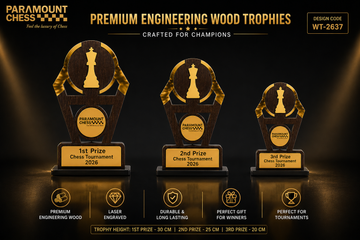(WT-2637)🏆 Paramount Victory Trophy Series ♟️✨–🏆 Set of 3 Premium Chess Tournament Trophies – 1st, 2nd & 3rd Prize Award Set