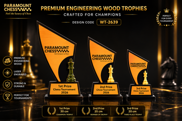 (WT-2639)🏆 Paramount Victory Trophy Series ♟️✨–🏆 Set of 3 Premium Chess Tournament Trophies – 1st, 2nd & 3rd Prize Award Set