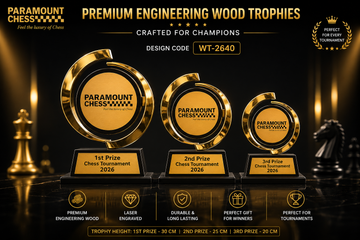 (WT-2640)🏆 Paramount Victory Trophy Series ♟️✨–🏆 Set of 3 Premium Chess Tournament Trophies – 1st, 2nd & 3rd Prize Award Set