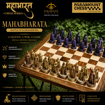 ✨ Limited Edition Mahabharata Chess Set – Beautifully Detailed with Premium Leatherette Storage Box