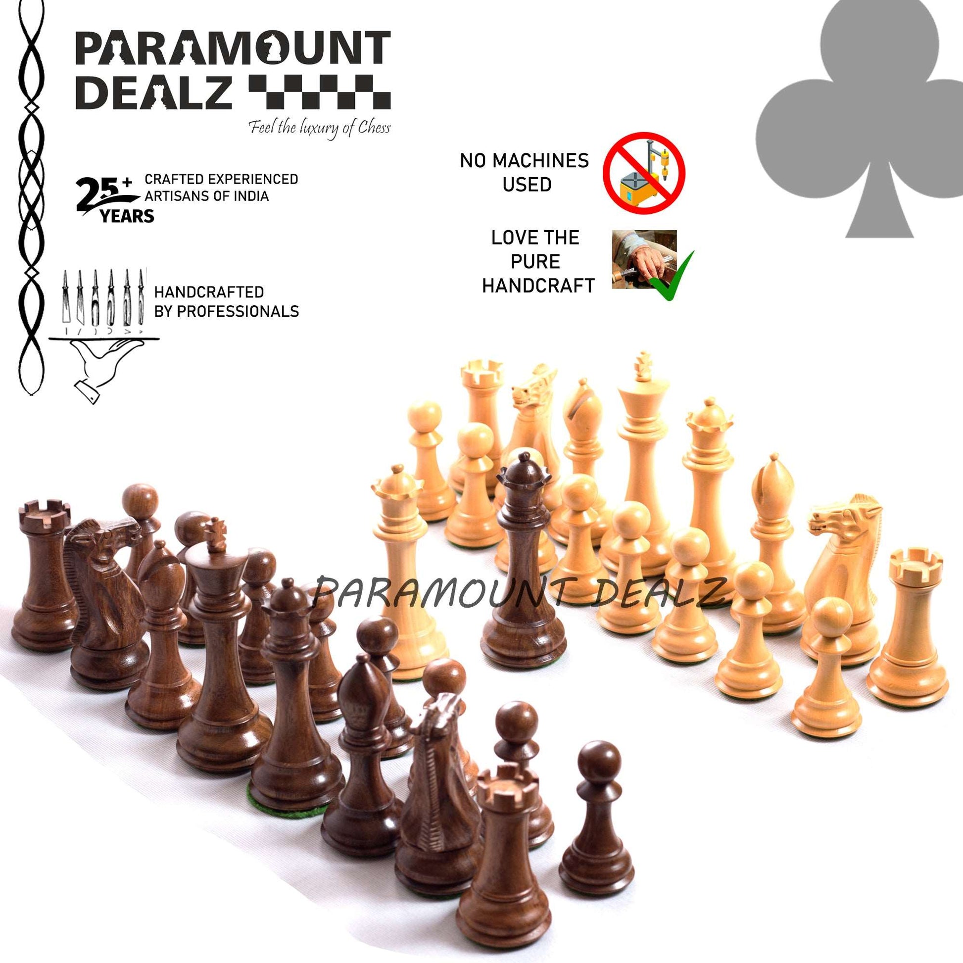 Collector's Club Staunton Series Chess Pieces in Indian