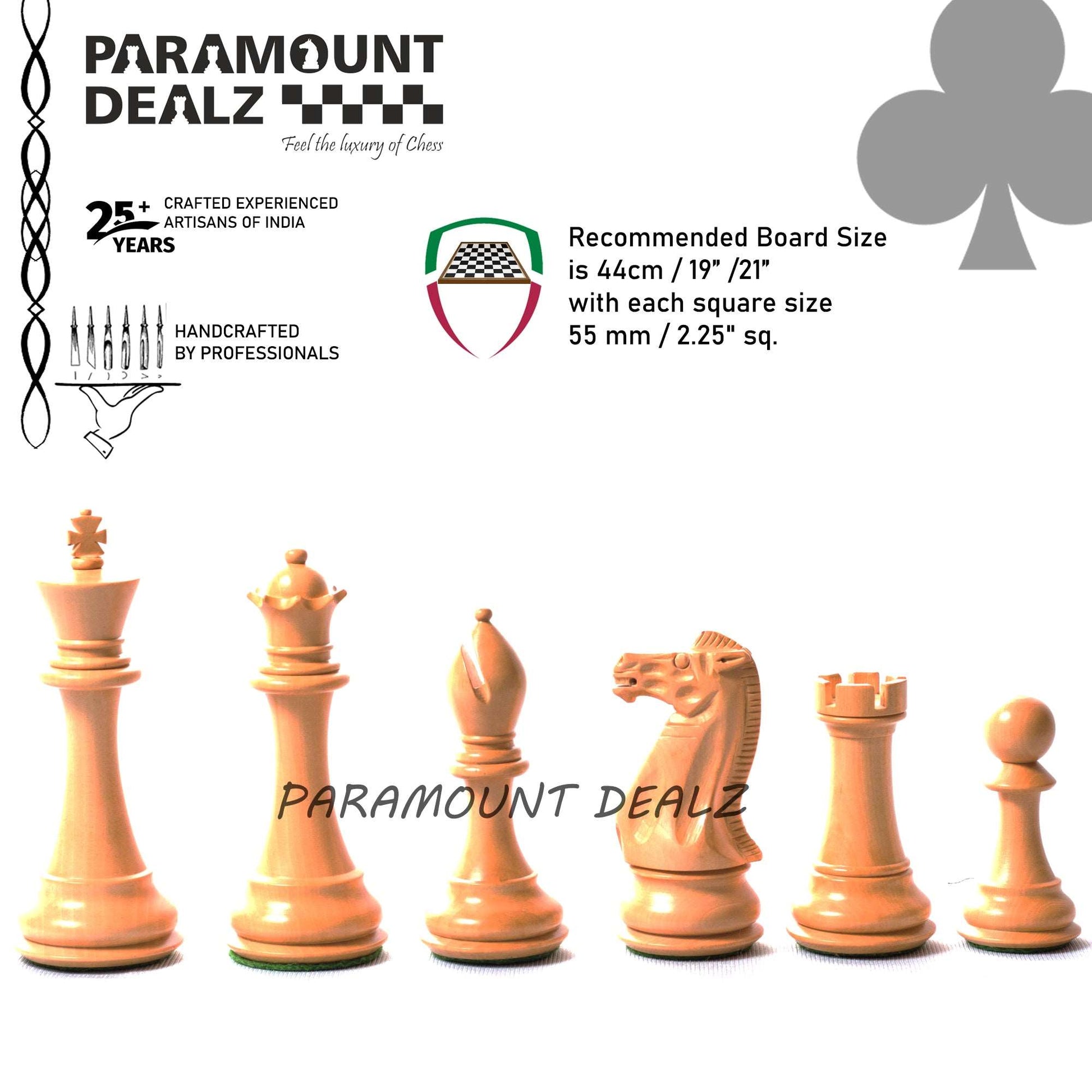 Collector's Club Staunton Series Chess Pieces in Indian