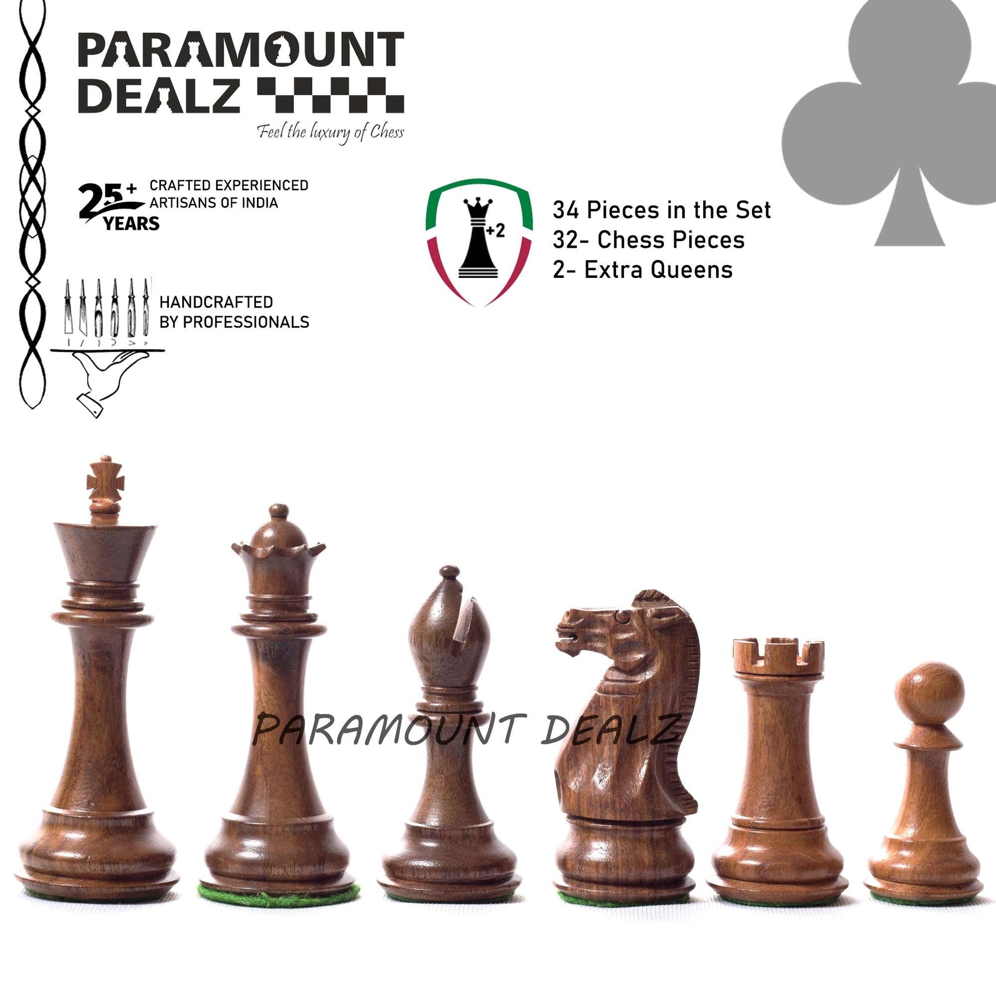 Collector's Club Staunton Series Chess Pieces in Indian