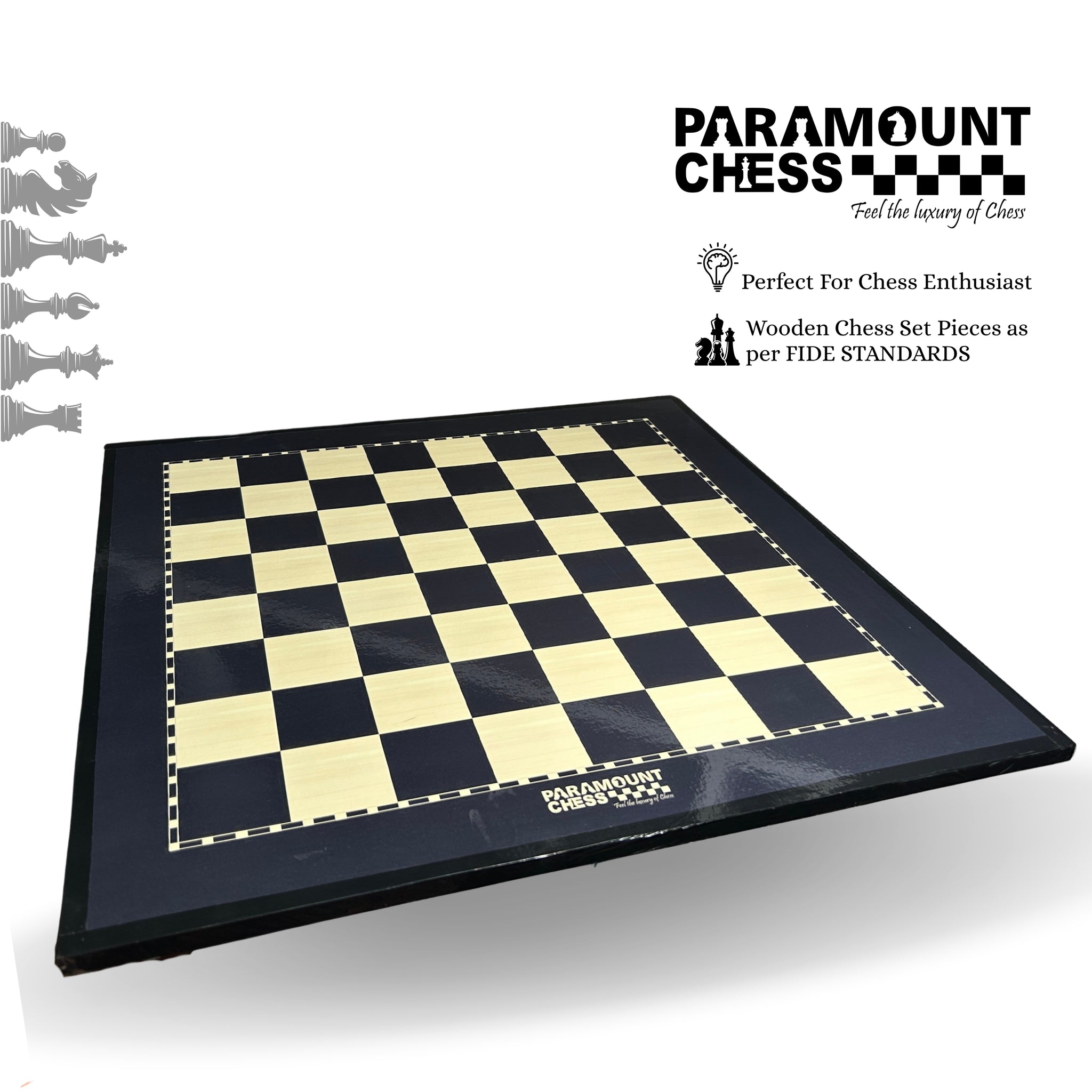 ♟️ 19" Wooden Laminated Chess Board with Russian Wooden 3.75" King Size Chess Pieces & Chess Pouch | Premium Chess Set for All Players