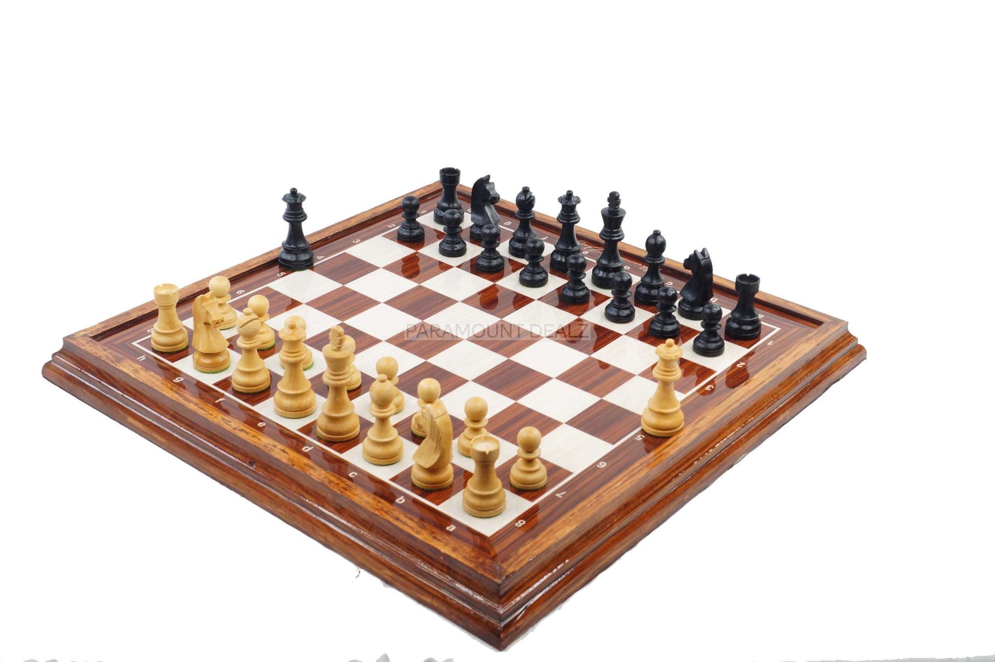 DRAGON SERIES WOODEN LUXURIOUS CHESS LAMINATED BOARD (WITH SOLID WOODEN FRAME) & WOODEN CHESS PIECES