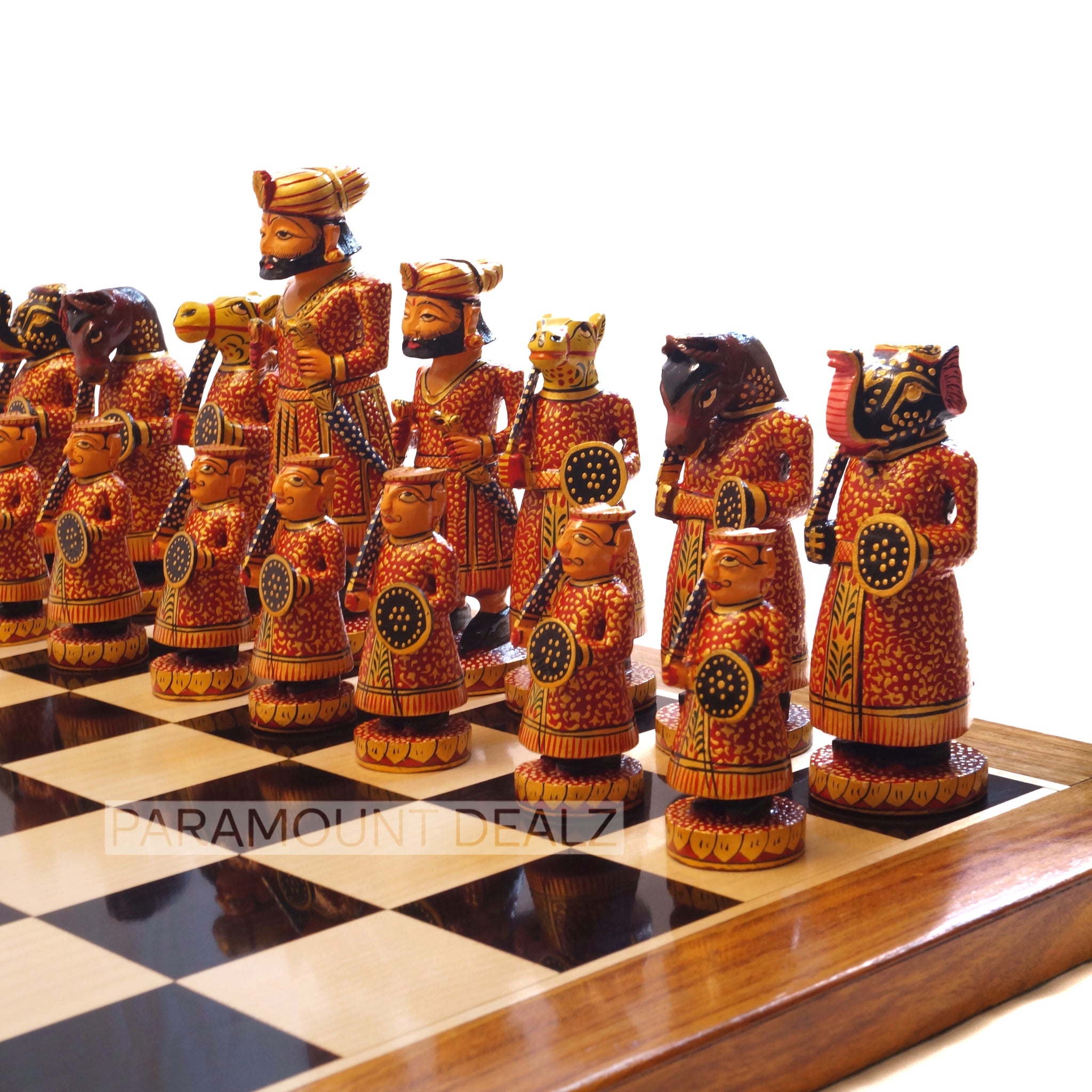 Wooden Indian War Theme Chess Broad Pieces - 6" Handcrafted Chess Pie