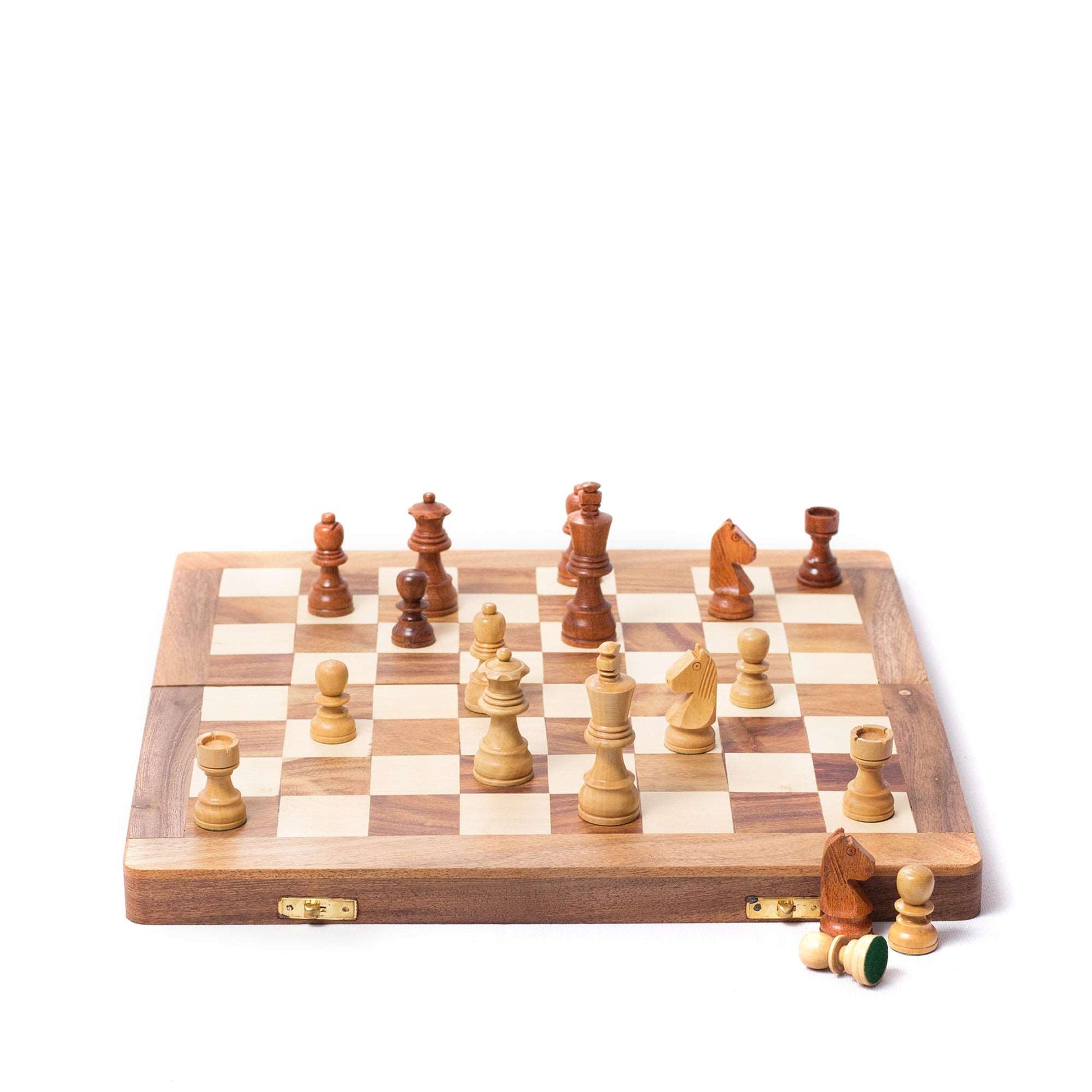 Wooden Folding Chess Game Board Set