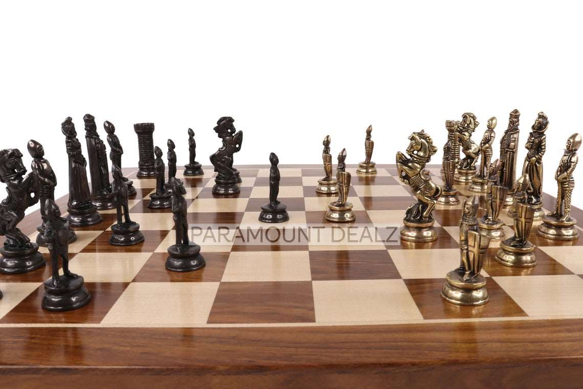 Wooden Chess Board with Chess Pieces and Chess Box