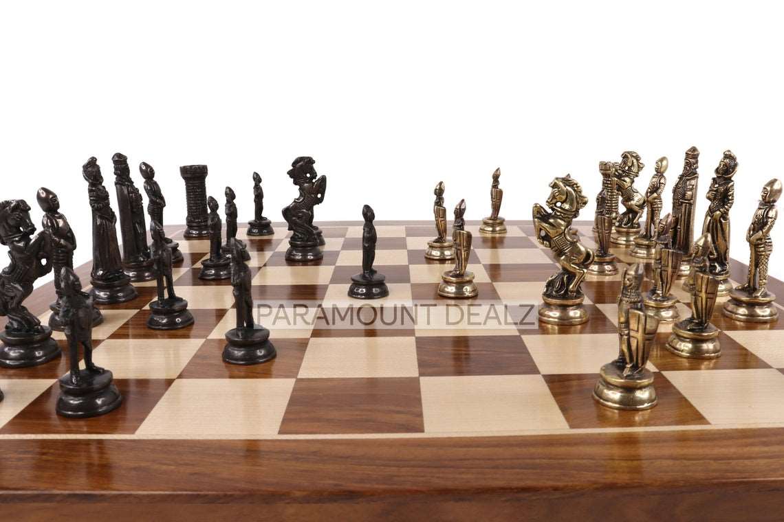 Wooden Chess Board with Chess Pieces and Chess Box