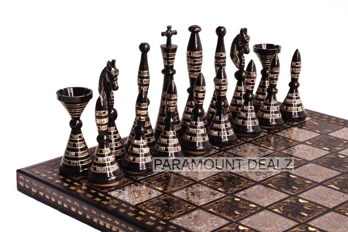 Brass and Metal Handcrafted Chess Board Game Set