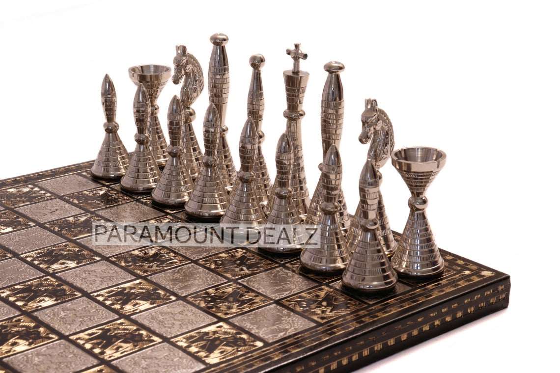 Brass and Metal Handcrafted Chess Board Game Set