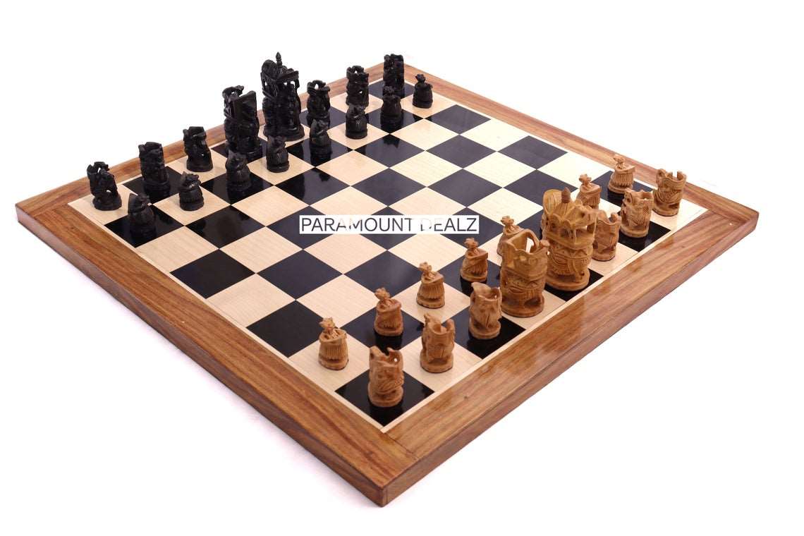 Wooden Chess Board with 3" Royal Maharaja Chess Pieces