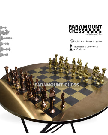 ♔ Classic Royal European Chess Table with Roman Brass Coins 🏛️✨