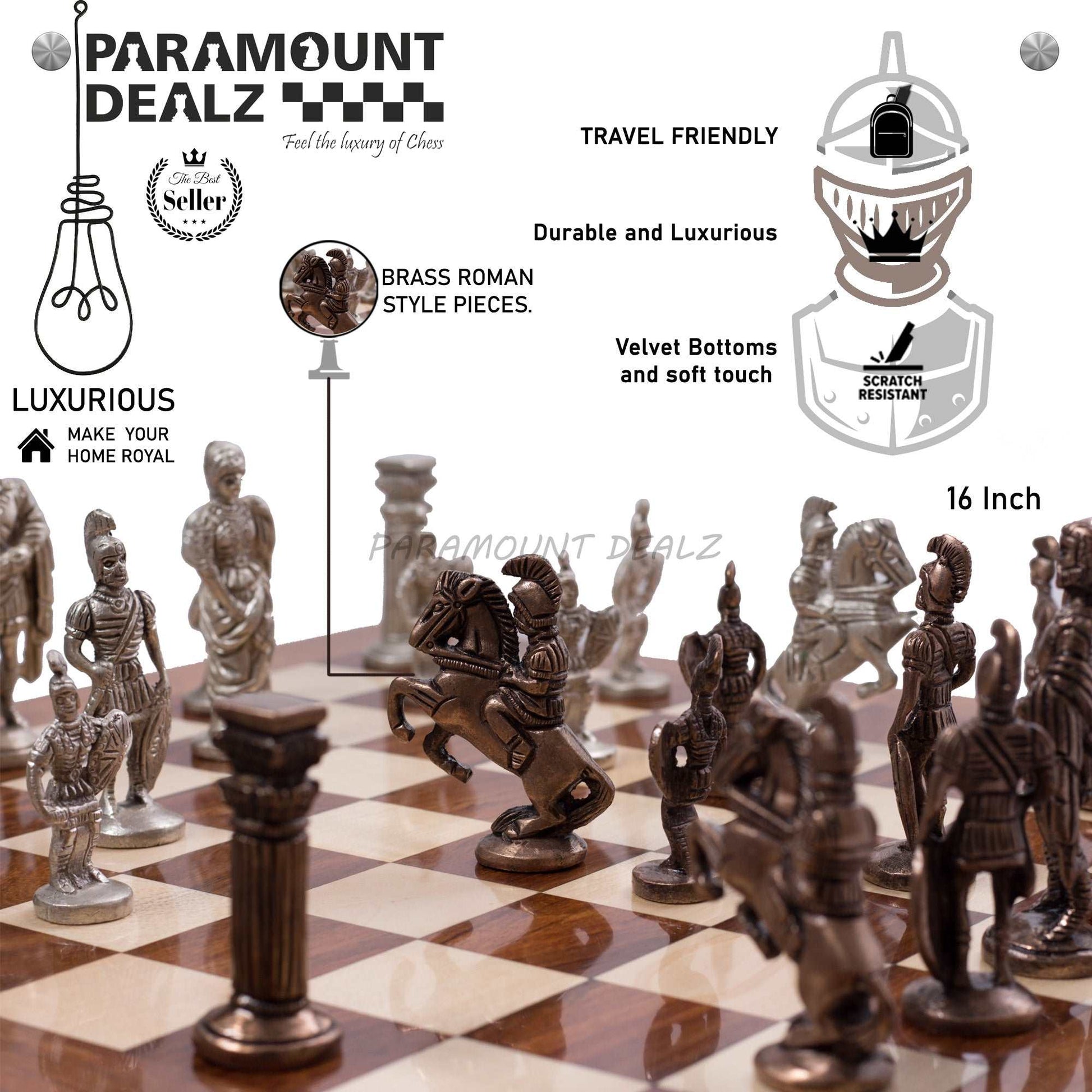 Foldable Handcrafted Brass Chess Set