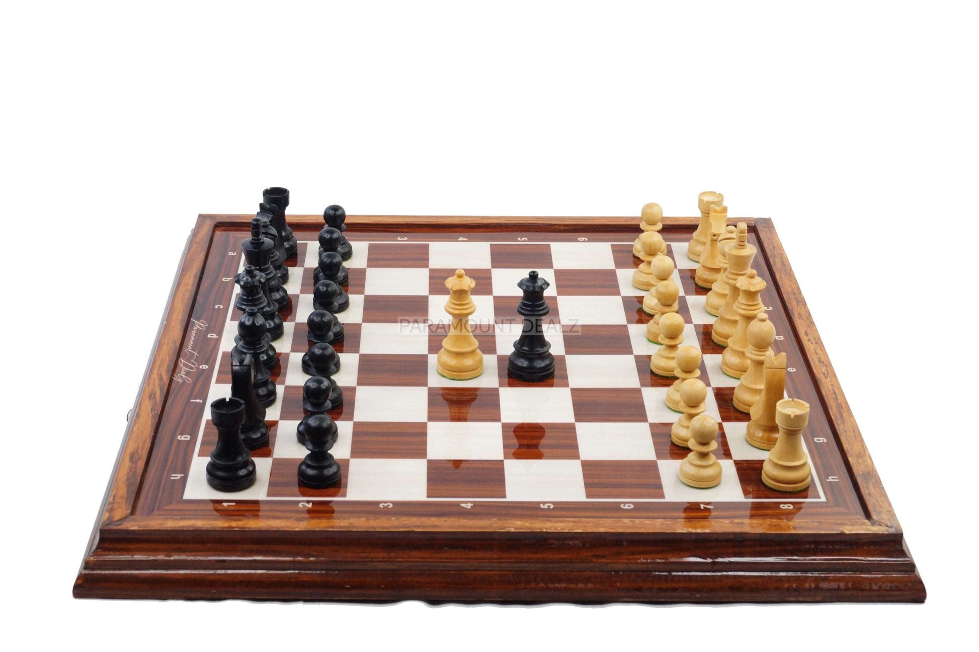 DRAGON SERIES WOODEN LUXURIOUS CHESS LAMINATED BOARD (WITH SOLID WOODEN FRAME) & WOODEN CHESS PIECES