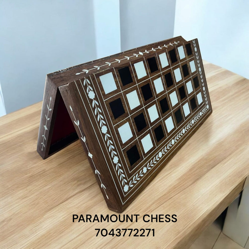 16 Inch Foldable Triple colour Inlay chess set with 3 Inch wooden ches