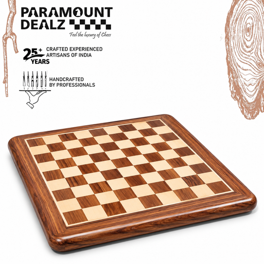 16-Inch Flat Chess Board – Sheesham & Maple Wood