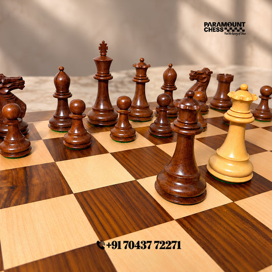 ♟️ 21-Inch Grandmaster Wooden Chess Board with C350 Handcrafted Wooden Chess Pieces, 4-Inch King Height & Velvet Pouch