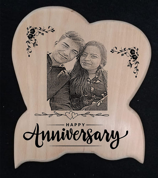 Personalized Engraved Unique Designer Wooden Plaque - Best Wood Photo Frame for gifting on Happy Birthday, Anniversary (Designer Heart)