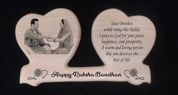 Personalized Engraved Unique Double Heart Designer Wooden Plaque