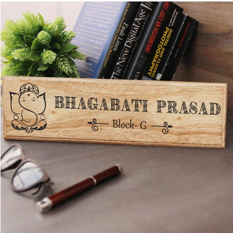 Personalized Engraved Unique Designer Table Wooden Name Plaque