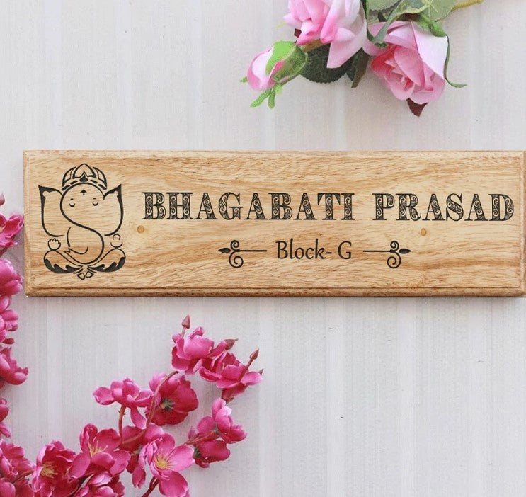 Personalized Engraved Unique Designer Table Wooden Name Plaque