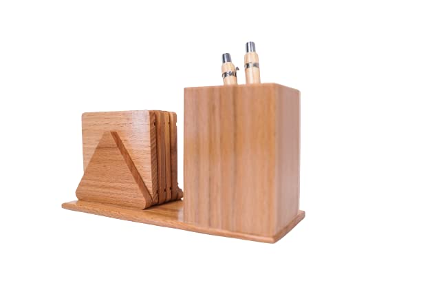 Paramount Dealz Personalized Gift, Wooden Desk Organizer with Clock