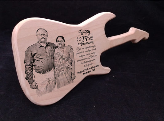 Personalized Engraved Guitar Shaped Wooden Plaque - Best gift for your loved ones