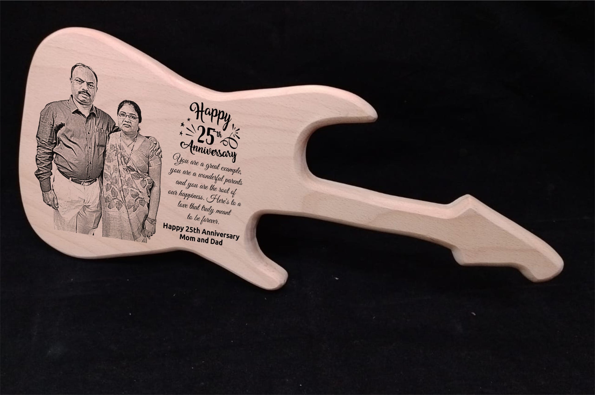 Personalized Engraved Guitar Shaped Wooden Plaque
