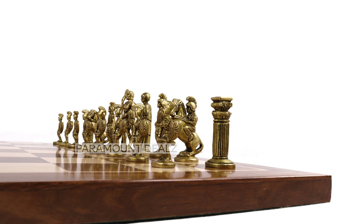 Brass Chess Set Luxury Collection Handmade 21" Wooden Chess Board