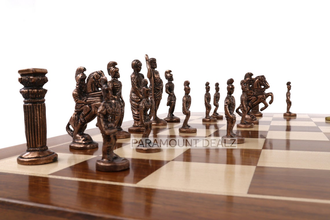 Brass Chess Set Luxury Collection Handmade 21" Wooden Chess Board