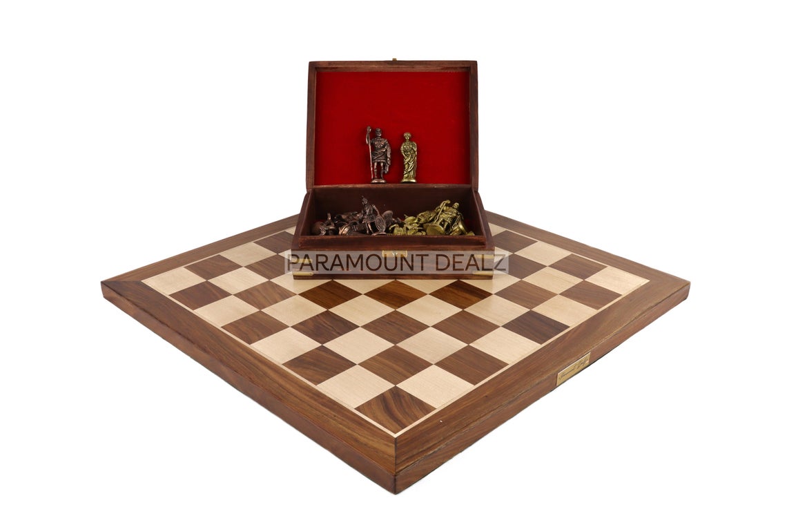 Brass Chess Set Luxury Collection Handmade 21" Wooden Chess Board