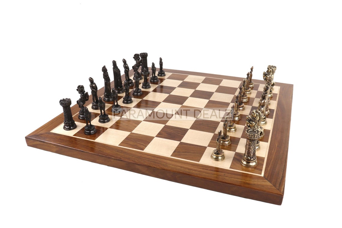 Wooden Chess Board with Chess Pieces and Chess Box