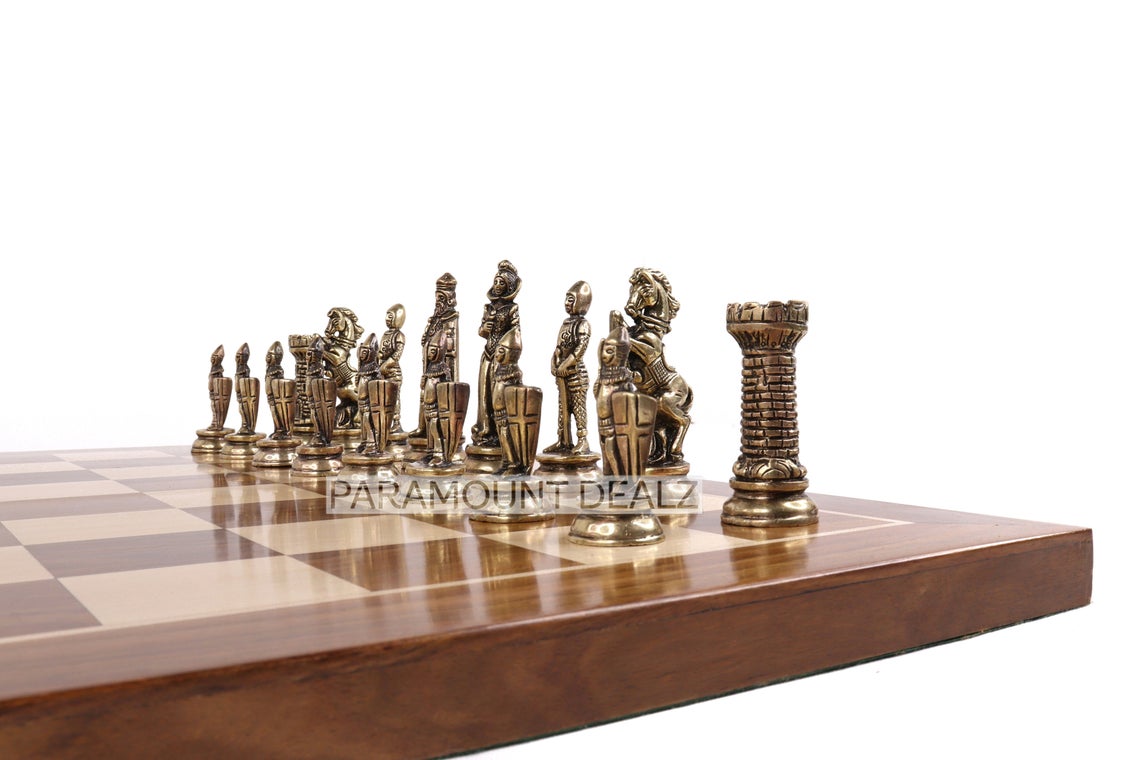 Wooden Chess Board with Chess Pieces and Chess Box