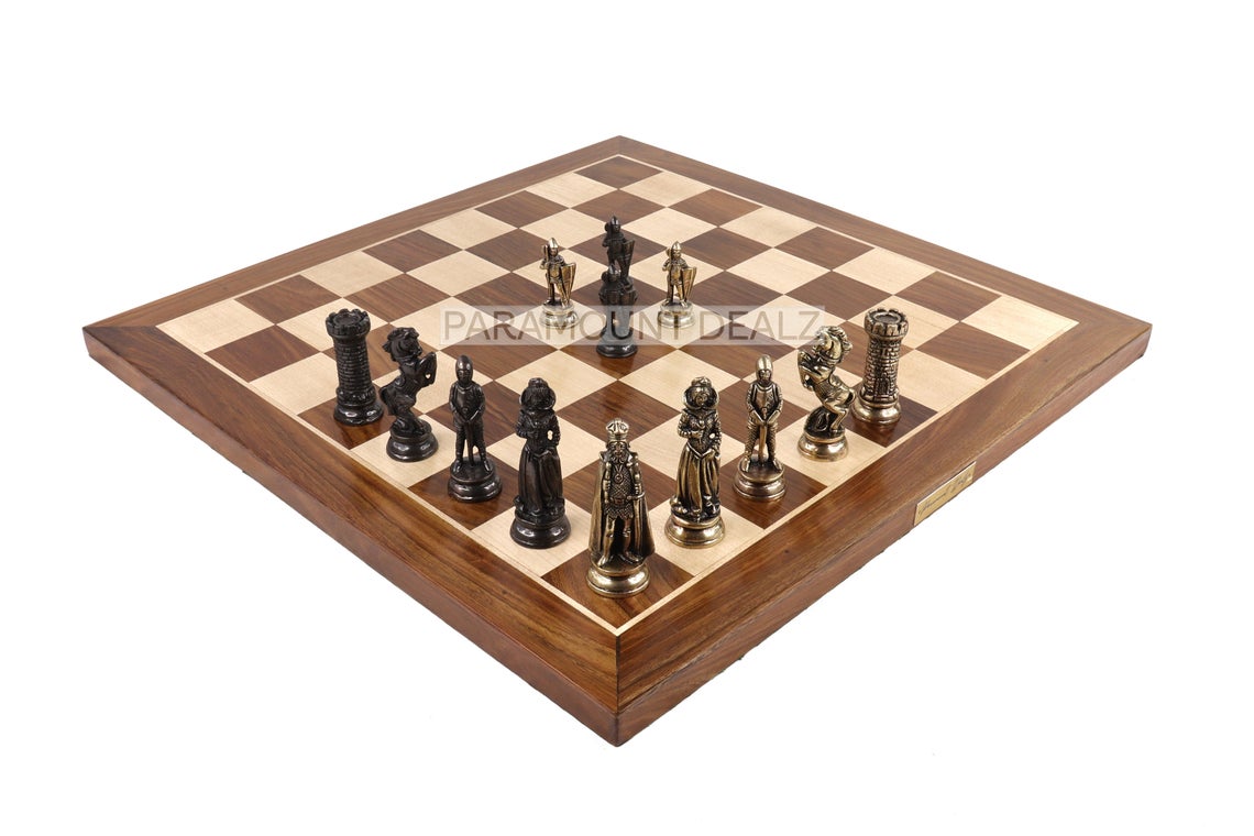 Wooden Chess Board with Chess Pieces and Chess Box