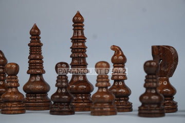 Paramount Dealz Handcrafted Wooden Chess Pieces with Velvet Carry Pouch