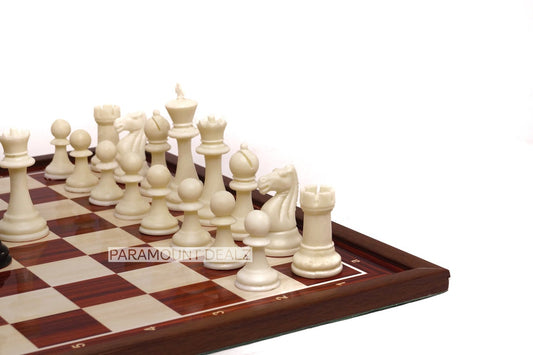 Paramount Dealz Wooden Laminated Chess Board Game Set with Chess Pieces and Carry Case Pouch - Handcrafted by Indian Artsian from Engineering Wood